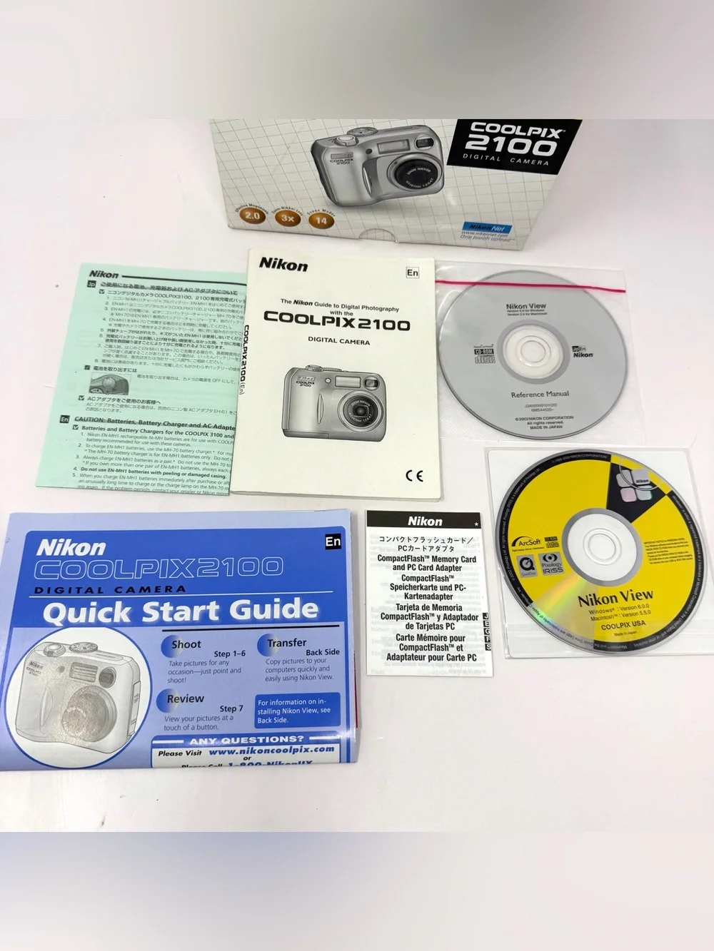 Nikon COOLPIX 2100 2MP Digital Camera 3x Digital Zoom + 128 Compact Flash Card